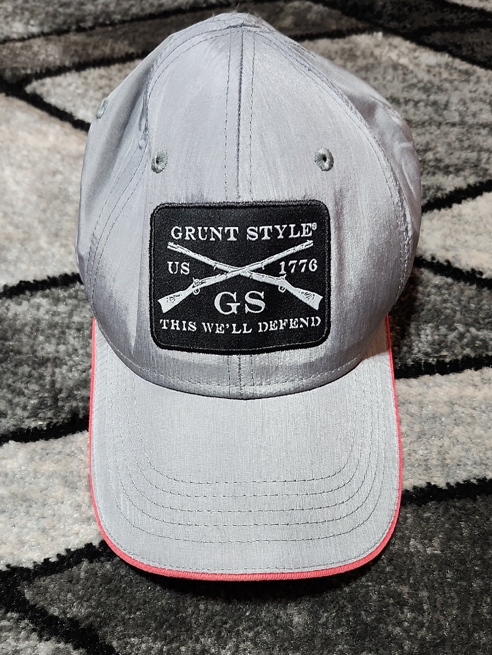GRUNT STYLE GRAY EMBROIDERED PROMINENT PATCH CAP HAT "THIS WE'LL DEFEND"